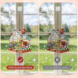 Stained Glass Suncatcher Window Hanging, Marzovitra 10 Inch Greenhouse Garden with Flowers Butterflies, Colorful Floral Real Glass Panel for Home Sunroom Patio Porch Indoor Outdoor Decor Gift Idea
