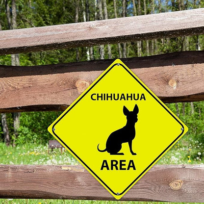 Caution Chihuahua Crossing XING Tin Sign Chihuahua Dog Area Warning Street Sign Chihuahua Novelty Caution Road Sign for Man Cave Yard Garage Porch 15x15in