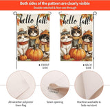 Fall Cat Garden Flag Seasonal Double Sided 12 x 18 Inch Small Yard Flag for Indoor Outdoor Decor Holiday All Seasons