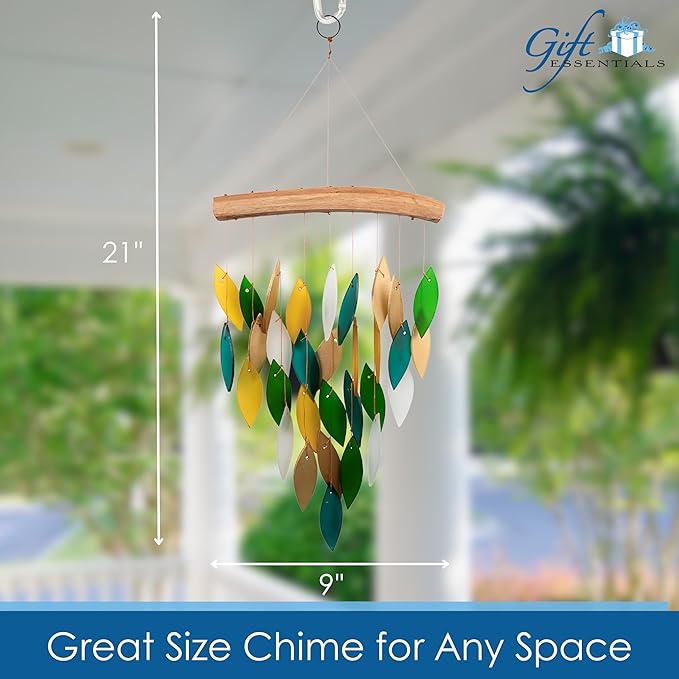 Blue Handworks Rainforest Waterfall Glass and Driftwood Chime, Sandblasted Glass and Found Wood Handcrafted Wind Chime