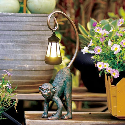 Nacome Solar Monkey Statues for Outdoor Decor: Chimpanzee Sculptures for Home Office Desk Shelf Garden Decor Clearance Outside Lawn Patio/Balcony/Front/Yard Art – Unique Gifts