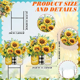Amyhill Summer Sunflower Outdoor Decor Metal Garden Stakes 25 Inch Summer Welcome Yard Signs Decorations Outdoor Sunflower Decorative Garden Stakes Patio Lawn Walkway Backyard Porch Decorations