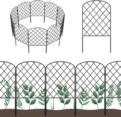 OUSHENG 10 Pack Decorative Garden Fence, Total 10ft(L) x 24in(H) Animal Barrier Border, Rustproof Metal Wire Section Edging Fencing Panel for Outdoor Patio Garden Yard, Arched