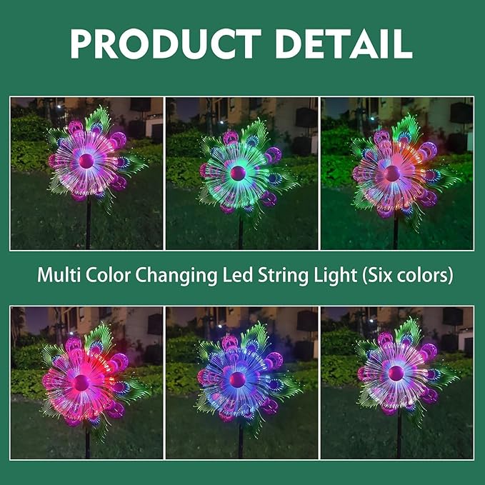 40" Solar Peacock Wind Spinners Garden Stake, Solar Wind Sculpture Yard Art Decorations for Lawn, Patio & Yard & Garden Decor, Metal Purple Whirligigs Wind Spinners Outdoor
