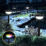 Ensenior Solar Pathway Lights IP65 Waterproof, RGB Color Changing & 6500K Cool White, 8-16Hr Runtime, Flower Pattern Garden Lights for Walkway Porch Yard - 10 Pack