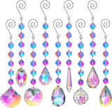 HDCRYSTALGIFTS 9 Pack Crystal Prisms Suncatchers, Rainbow Hanging Crystals Sun Catchers Indoor Windows, Colorful Beads Chains for Home Christmas Tree Decor