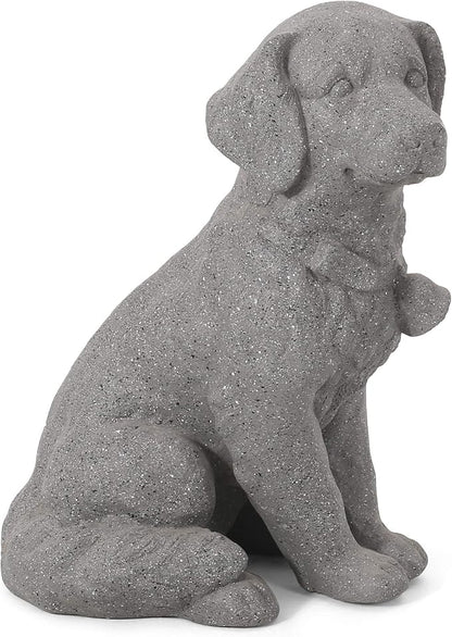 Merax Puppy Garden Statue - Outdoor Cast Stone Decor, Stone Gray Finish, Weather-Resistant Patio or Yard Art, No Assembly Required