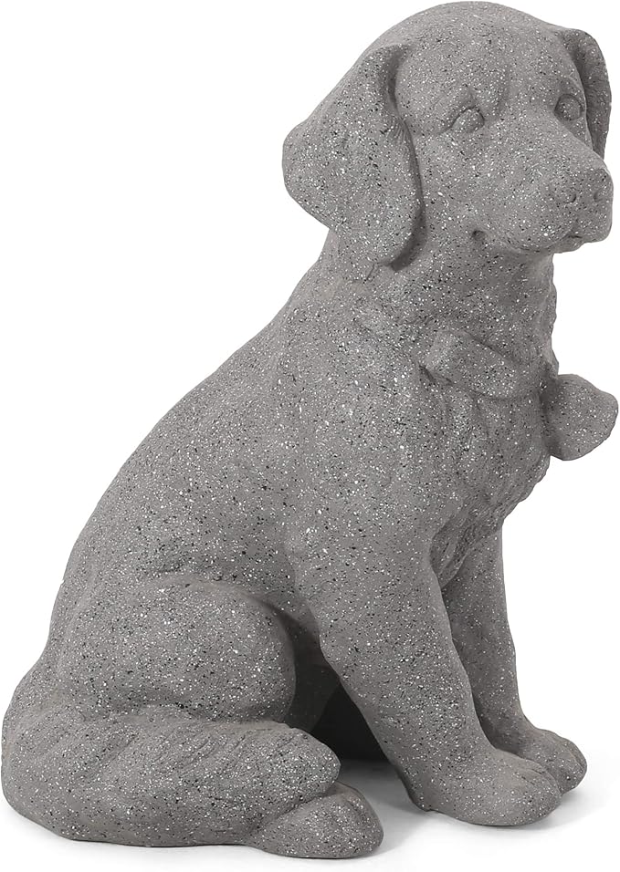 Christopher Knight Home Bluffton Outdoor Dog Statue, Stone Gray