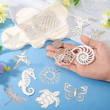 16Pcs Metal Replacement Wind Catcher, Beadthoven Wind Chime Parts Stainless Steel Bird Butterfly Sea Turtle Cow Bee Animal Shaped Flat Metal Embellishments for Wind Bells Memorial Sympathy Wind Chimes