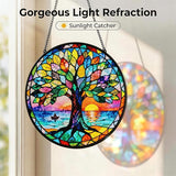 Stained Glass Tree of Life Suncatcher, Handmade Rainbow Maker Window Hanging for Garden or Home – Memorial & Sympathy Gifts, Remembrance Gift for Women Mom Family, Whimsical Decor (Colorful, Medium)