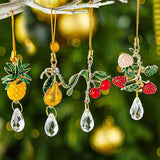 H&D HYALINE & DORA 4 Pcs Fruit Crystal Sun Catcher Rhinestone Cute Fruit Suncatcher with Crystals Prisms for Garden Home Decor