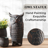 Wallowa 32 inch Faux Stone Owl Sculpture, Large Garden Ornaments, Standing Tall Statue for Indoor and Outdoor Decor, Suitable for Living Room, Entryway, Porch, Backyard, Patio, Retro Bronze Color