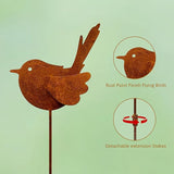 3PCS Rusty Metal Bird Stake Cute Birds Kinetic Sculpture Metal Garden Animals Stake Garden Decor Gifts for Friends and Family