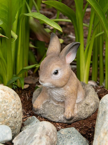 Zingz & Thingz Outdoor Garden Cottage Core Collection Miniature Sculpture, 5.5x5.5x6.25, Curious Bunny