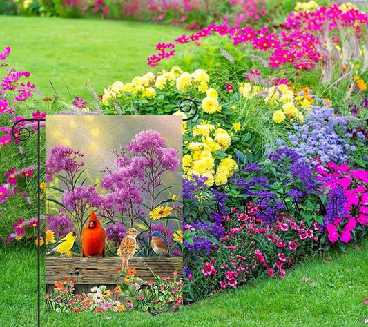 Cardinal Garden Flag Welcome Spring Double Sided Small Burlap Yard Flags Outside Outdoor Decorations 12x18 Inch