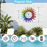 Garden Outdoor Clocks with Thermometer and Hygrometer Combo, Silent No-Ticking Outdoor Wall Rainbow Clocks, Waterproof Outdoor Clocks Vintage Copper Sun, 18.5 Inch