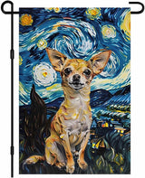 BlissYard Chihuahua Garden Flag 12x18 Double Sided Flag Starry Night Garden Flag Holiday Seasonal Yard Flag for Outside Welcome Porch Yard Patio Yard Banner