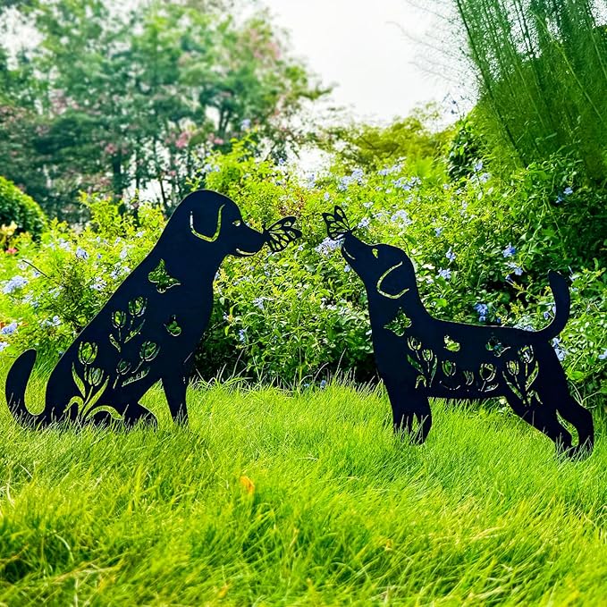 TIGGSY Dog Metal Decorative Garden Stakes Labrador Dog Gifts for Women/Men Animal Silhouette Statues for Yard Art, Outside, Patio, Outdoor Decor, Garden Decorations, Lawn Ornaments