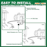 Waterfall Spillway, Stainless Steel Pool Fountain w/Top Open Lip & Pipe Connector Kits for Outdoor/Indoor Decorative, 35.4'' Pool Water Feature for Garden Patio, Backyard Koi Pond Decor