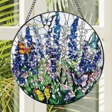 Rngmsi Stained Glass Window Hanging, 7.8″ Flower Sun Catchers with Hook Indoor Window Decor, Decorative Suncatchers Hanging Ornaments Home Garden Art Gift for Housewarming