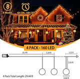Christmas Ball Lights - 160LED Outdoor Tree Globe String Lights, 8 Modes Waterproof Sphere Lantern Lights, Christmas Decor for Tree Garden Porch (Warm White)