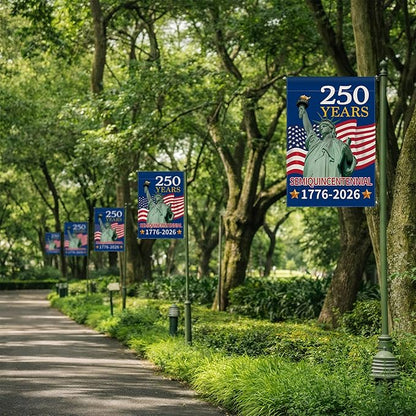 250th Anniversary America Garden Flag, 250 Anniversary USA Flag 1776-2026 Commemorative Patriotic 250 Years Banner 4th of July Yard Sign Double-Sided Waterproof Garden Flag 12x18 Inch
