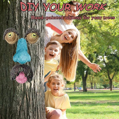 Tree Faces Decor Outdoor, Tree Face Outdoor Statues Old Man Trees Hugger Bark Ghost Yard Art Garden Decoration, Trees Decorations Outdoor for Halloween Easter