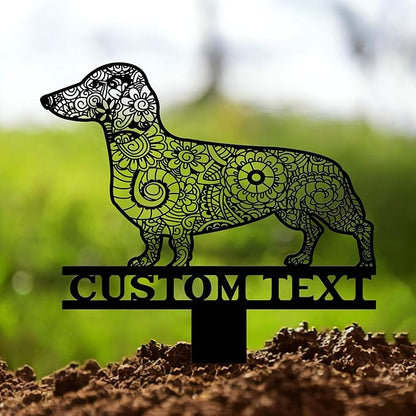 Custom Dog Mandala Garden Decor, Dachshund Memorial Garden Stake Metal, Dog Zentangle Yard Art, Personalized Dachshund Gifts, Pet Grave Markers, Outdoor Dog Art, Dog Sculpture