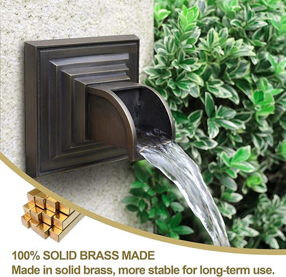 Solid Brass Made Exquisite Handcrafted Waterfall Spout for Landscape, Water Fountain Spout Scupper Luxury Decoration for Pools, Ponds, Water Walls