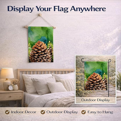 Caroline's Treasures Maine White Pine Cone and Tassels in Watercolor Garden Flag Mailbox Flag Decorative Yard Flag Banner Outside Patio Artwork Yard Flower Beds, Garden Size, Multicolor