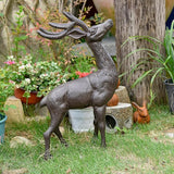 Sungmor 22" Tall Cast Iron Deer Statue - Indoor Outdoor Metal Deer Sculpture, Large & Heavy-Duty Wild Animal Landscaping Figurine, Rustic Garden Decor for Patio, Yard, Home (Dark Brown)