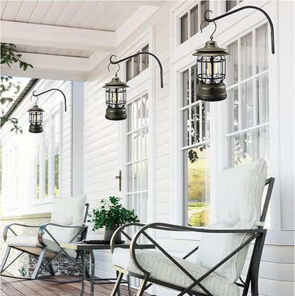12 inch Plant Hanger, Sturdy Hanging Plant Bracket Outdoor, Hanging Plant Wall Hook Heavy Duty, for Hanging Bird Feeders, Planters, Lanterns, Wind Chimes, Indoor/Outdoor Use, Black, Set of 2