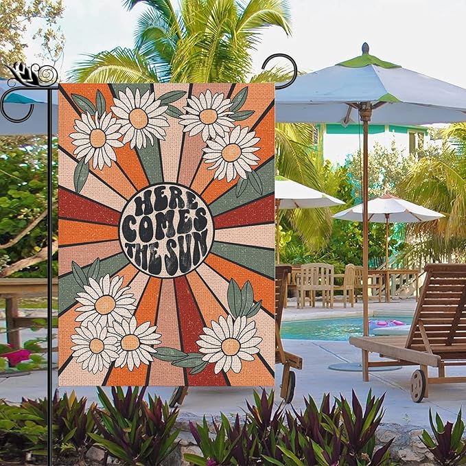 Summer Garden Flag Vintage Daisy Vertical Double Sided Seasonal Farmhouse Yard Outdoor Decorations 12.5 x 18 Inch