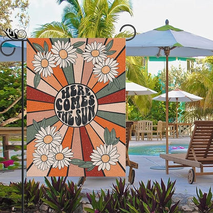 Summer Garden Flag Vintage Daisy Vertical Double Sided Seasonal Farmhouse Yard Outdoor Decorations 12.5 x 18 Inch