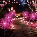 Tujoe 6 Pack Pink Solar Firework Lights 180 LED 8 Lighting Modes Waterproof Outdoor Decorative Solar Lights for Wedding Valentine Birthday Garden Patio Yard Pathway Walkway Lawn Decor