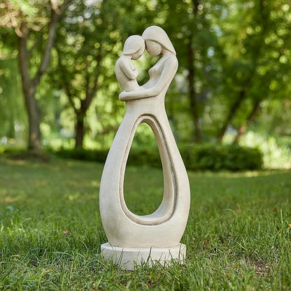 Glitzhome Modern Abstract Sculpture Hugging Mommy and Baby Garden Statue Indoor and Outdoor Decoration, 24.75" H