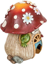 Giftware by Roman Inc., 8" H Toad Abode with Daisy Statue, Garden Collection, Outdoor Statue, Memorial, Resin Stone, Adorable Mushroom and Flowers, Garden Décor (7x5x7)