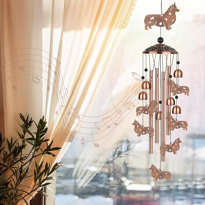 Corgi Gifts for Corgi Lovers, Wind Chimes for Outside, Corgi Decor, Wind Chimes Outdoors, Memorial Housewarming Gifts for Dog Lovers, Garden Yard Décor