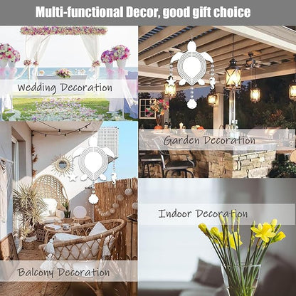 4Pack 10inch Sublimation Wind Spinner Blanks 3D Aluminum Metal Wind Sculpture Kinetic Spinners for Yard and Garden Indoor Art Ornaments Hanging Decoration (Turtle)