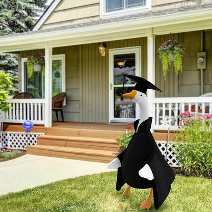 Graduation Goose Outfit for 23'' High Cement Goose Statue, Lawn Porch Clothes Cute Grad Yard Statue Outfit for Patio Outdoor Garden Decoration(Black)