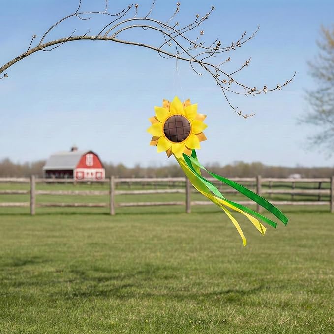 Madrona Brands Sunflower Windsock for Outside 42-Inch | Durable Outdoor Decorative Hanging Spring Wind Sock Flag| Yard, Garden, Patio, Deck