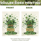 Spring Garden Flag 12x18 Inch Welcome Clover Design Double Sided Outdoor Yard Flags Seasonal Porch Patio Lawn Farmhouse House Banner Decorations for St Patricks Day and Everyday Home Décor