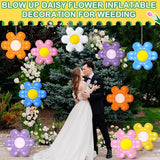 18 Pcs Spring Daisy Flower Inflatable Balls Blow up Daisy Flower Inflatable Decoration Colorful Spring Inflatable Hanging Ornament Flower Shape PVC Yard Decors for Indoor Outdoor (Modern)