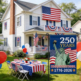250th Anniversary America Garden Flag, 250 Anniversary USA Flag 1776-2026 Commemorative Patriotic 250 Years Banner 4th of July Yard Sign Double-Sided Waterproof Garden Flag 12x18 Inch