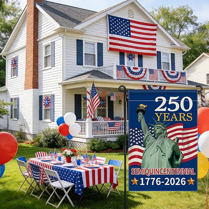 250th Anniversary America Garden Flag, 250 Anniversary USA Flag 1776-2026 Commemorative Patriotic 250 Years Banner 4th of July Yard Sign Double-Sided Waterproof Garden Flag 12x18 Inch