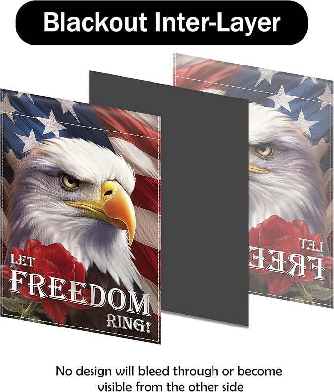 Patriotic Garden Flag 12x18 Inch Double Sided Flag Let Freedom Ring American Eagle 4th of July Memorial Day Independence Day Indoors Outdoors Decoration for Yard (Let Freedom Ring)