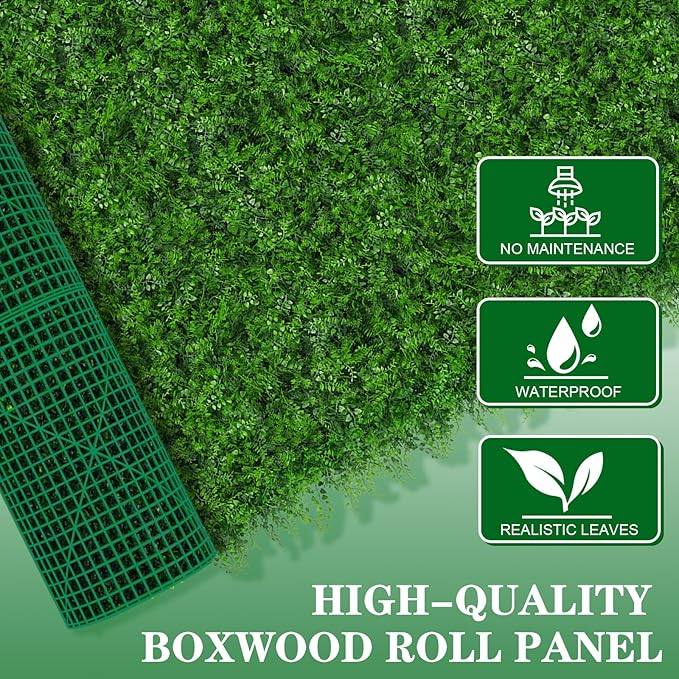 Grooy 40"x120"(33.33 SQFT) Artificial Hedge Grass Wall Roll Panels, Boxwood Panels, Greenery Wall Backdrop, UV Protected Privacy Fence Screen for Outdoor Indoor Wedding Décor