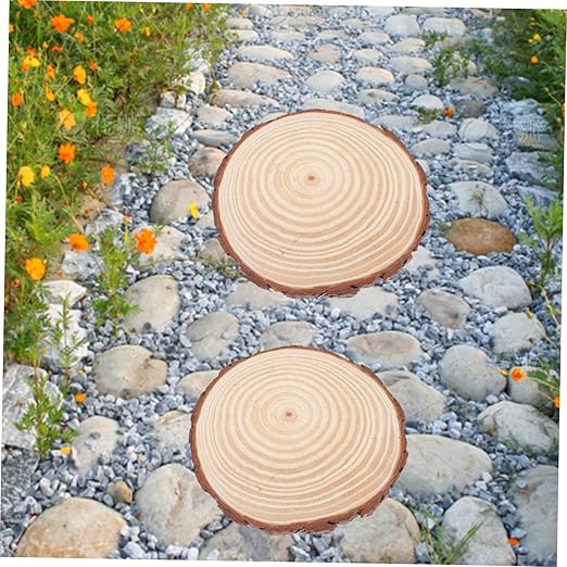 2pcs Outdoor Garden Stepping Stones Wood Log Thick Lawn Decor Pathway Walkway Landscaping Decorative