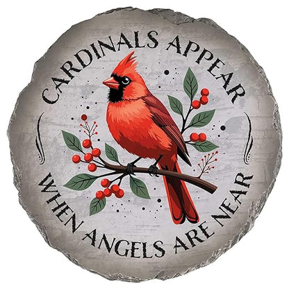 Magnolia Garden 10-Inch Cardinals Appear When Angels are Near Decorative Stepping Stone – Red Bird Memorial Resin Garden Tile – Sympathy & Bereavement Outdoor Accent