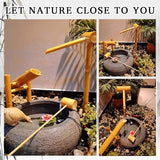 Handmade Solar Water Pump Fountain Kit, Free Standing Bamboo Fountain, Japanese Rocking Water Fountain, Patio Water Fountains, for Creates a Captivating Outdoor Fountain,Carbonization